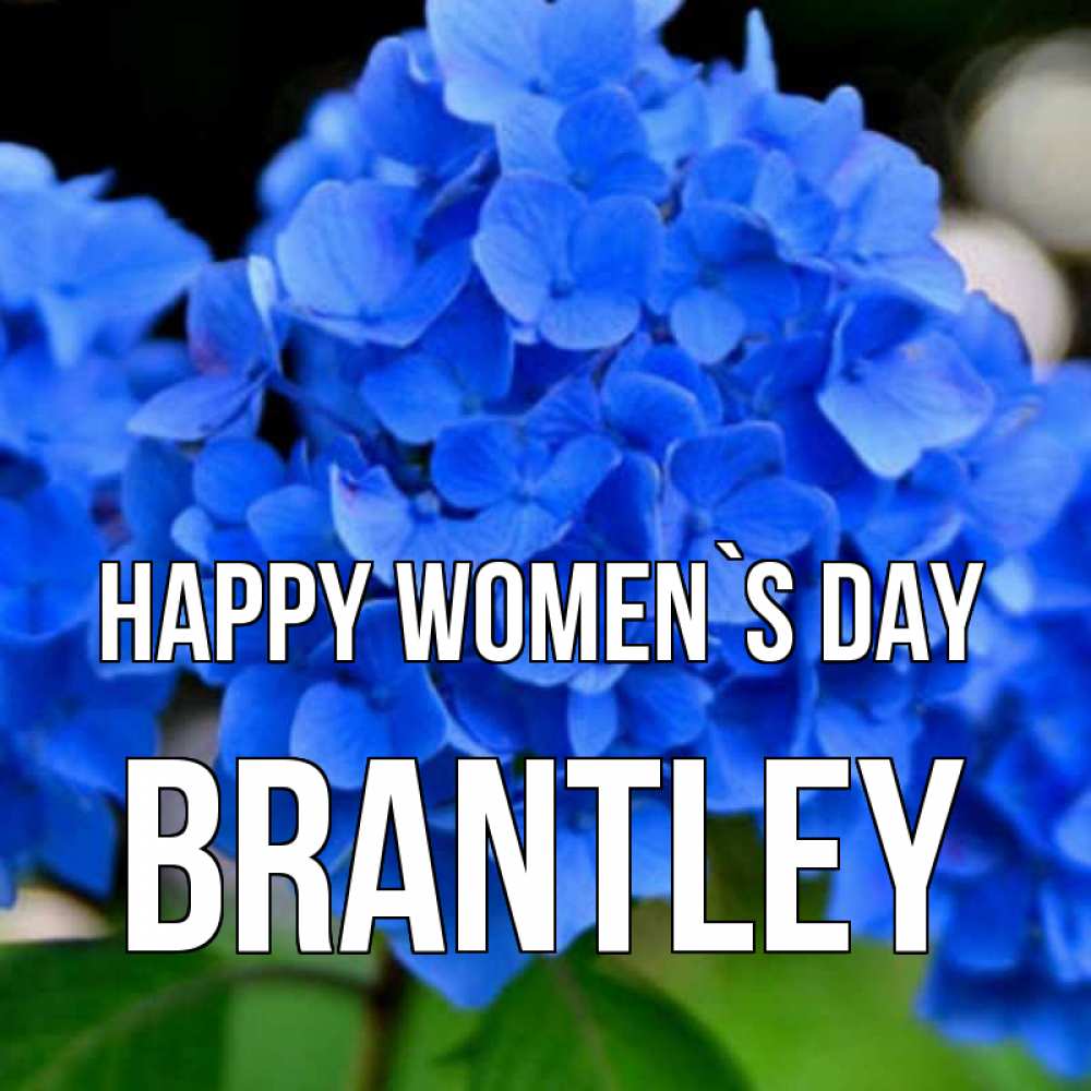 Greetings card с именем, Brantley happy women`s day синие цветы Greetings with text for free download 